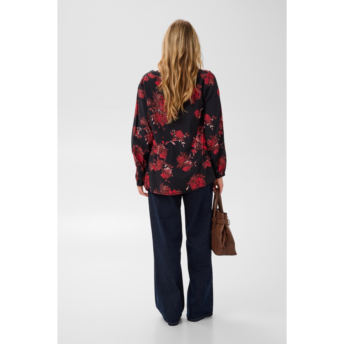 Blouse à manches longues noir rouge black/red flower, KAFFE CURVE