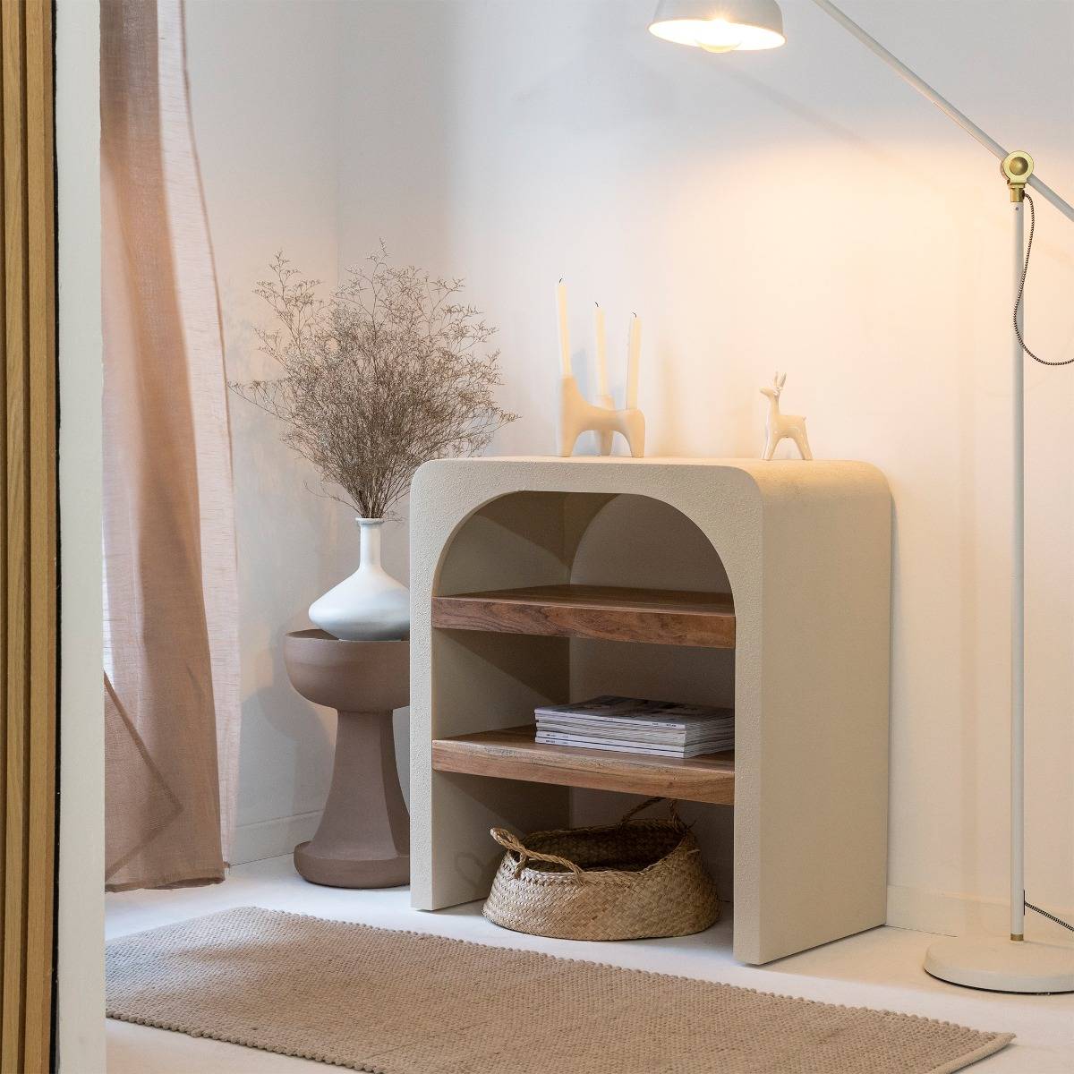 Console en bois effet béton DALVA blanc, MADE IN MEUBLES
