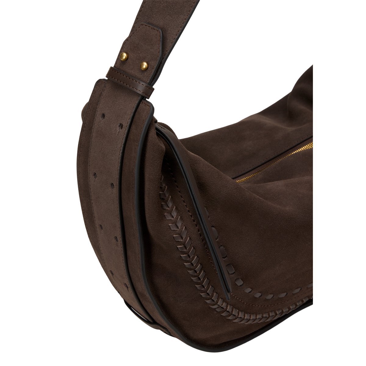 Sac à bandoulière en cuir velours doux marron foncé, MARC O'POLO