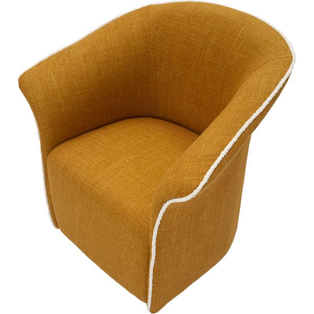 Fauteuil pivotant enveloppant socle en fer MODERN moutarde, RECOLLECTION