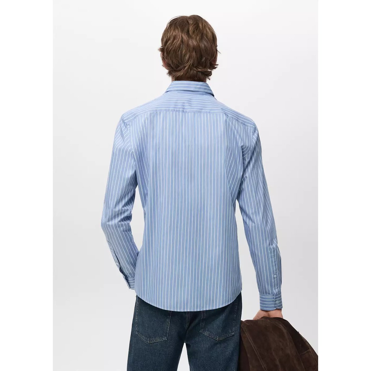 Chemise coton rayures regular-fit bleu, MANGO MAN