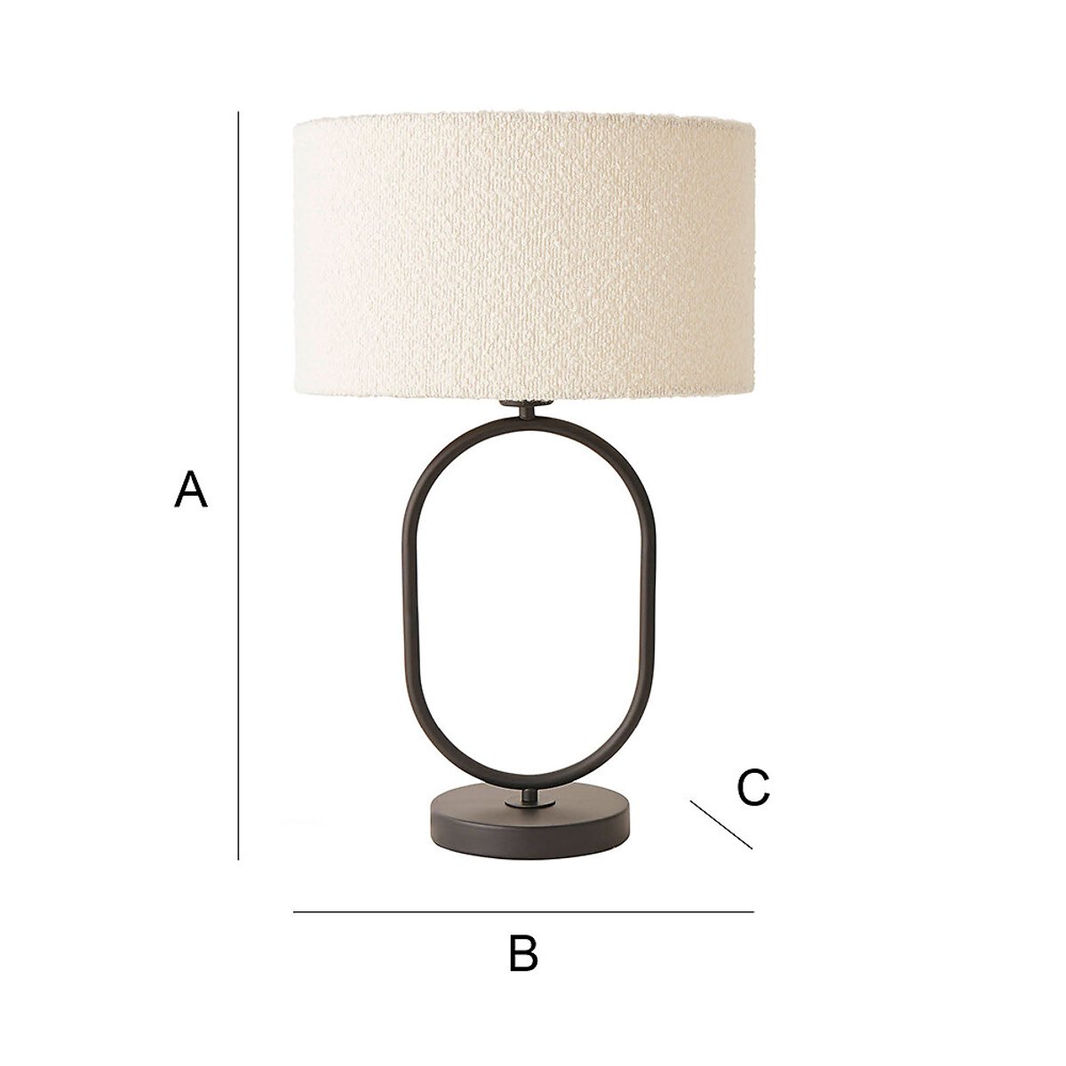 Aubrey Matte Black Oval Table Lamp with Boucle Drum Shade black, SO'HOME
