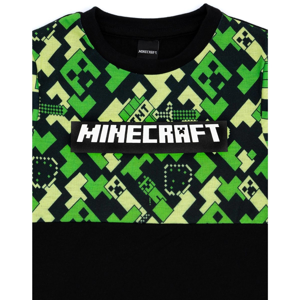 Ensemble de pyjama long manches courtes motif Creeper vert / noir, MINECRAFT