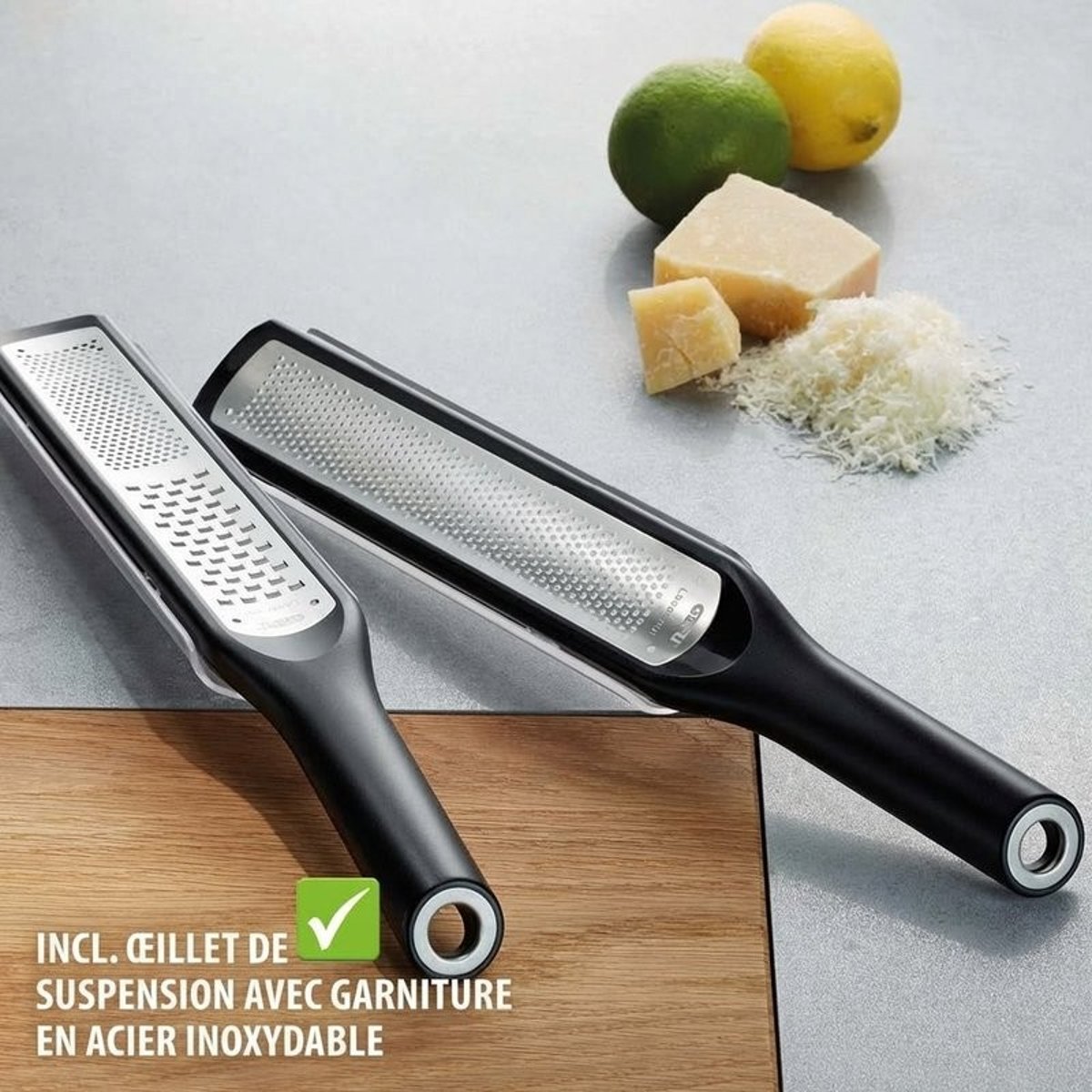 Râpe fine et grossière rafino argent / métallique, GEFU