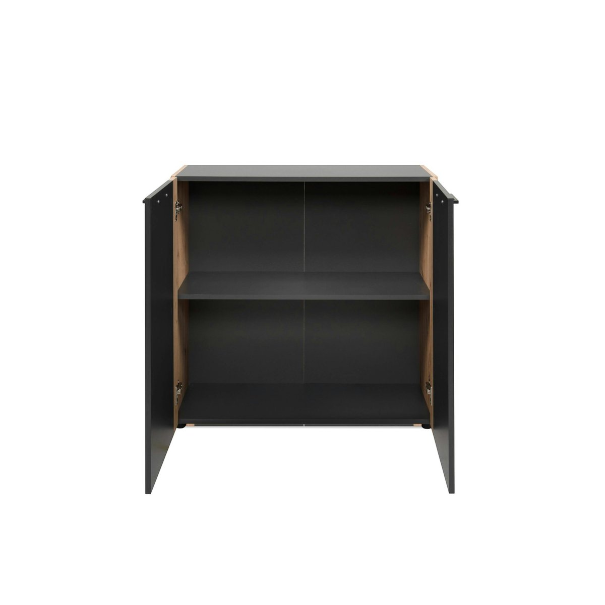Petit buffet 2 portes gris foncé ALVA bois naturel, PIER IMPORT