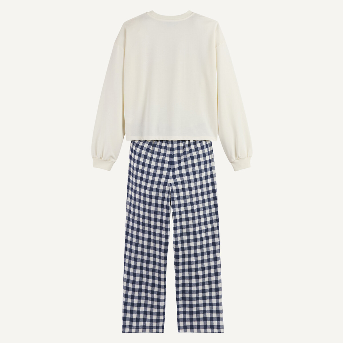 Pyjama avec haut en molleton, pantalon en flanelle marine/écru, LA REDOUTE COLLECTIONS