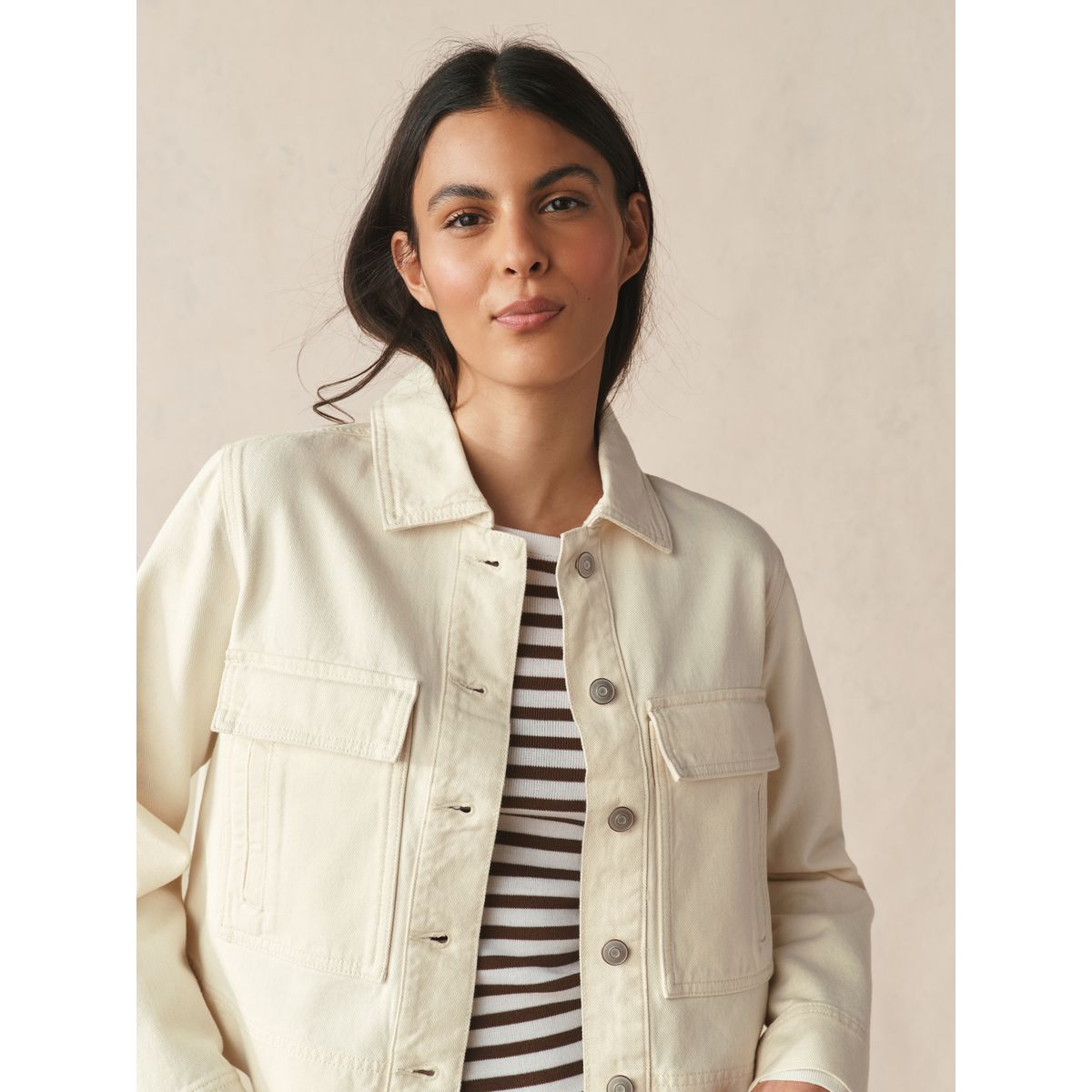 Veste en coton à 2 poches écru, NEXT