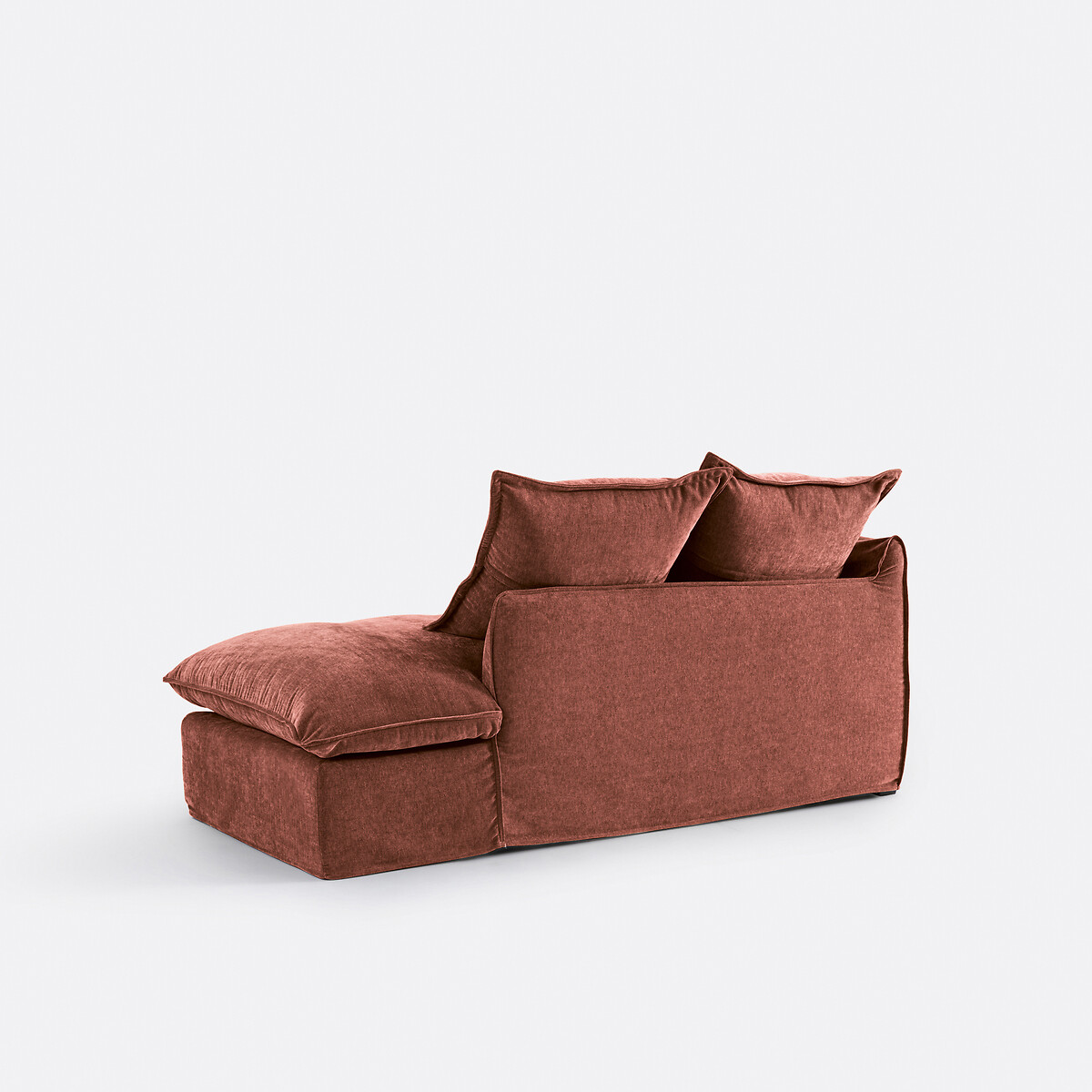Méridienne droite, déhoussable, en polyester chiné, ODNA brique rosé, LA REDOUTE INTERIEURS