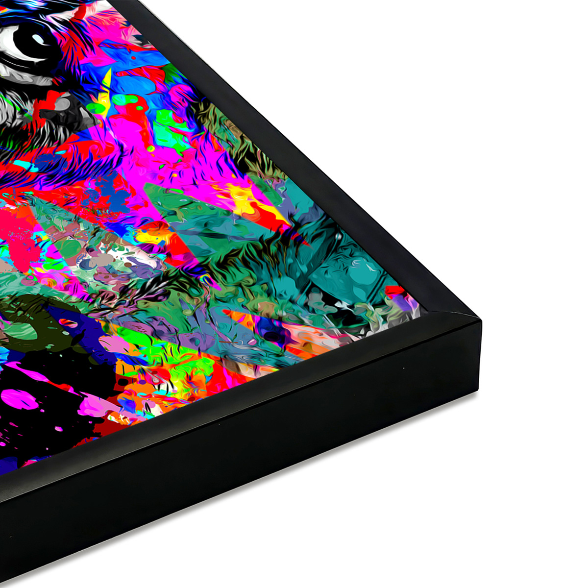 Affiche encadrée lion pop art multicolore affiche + cadre en métal - noir, HEXOA