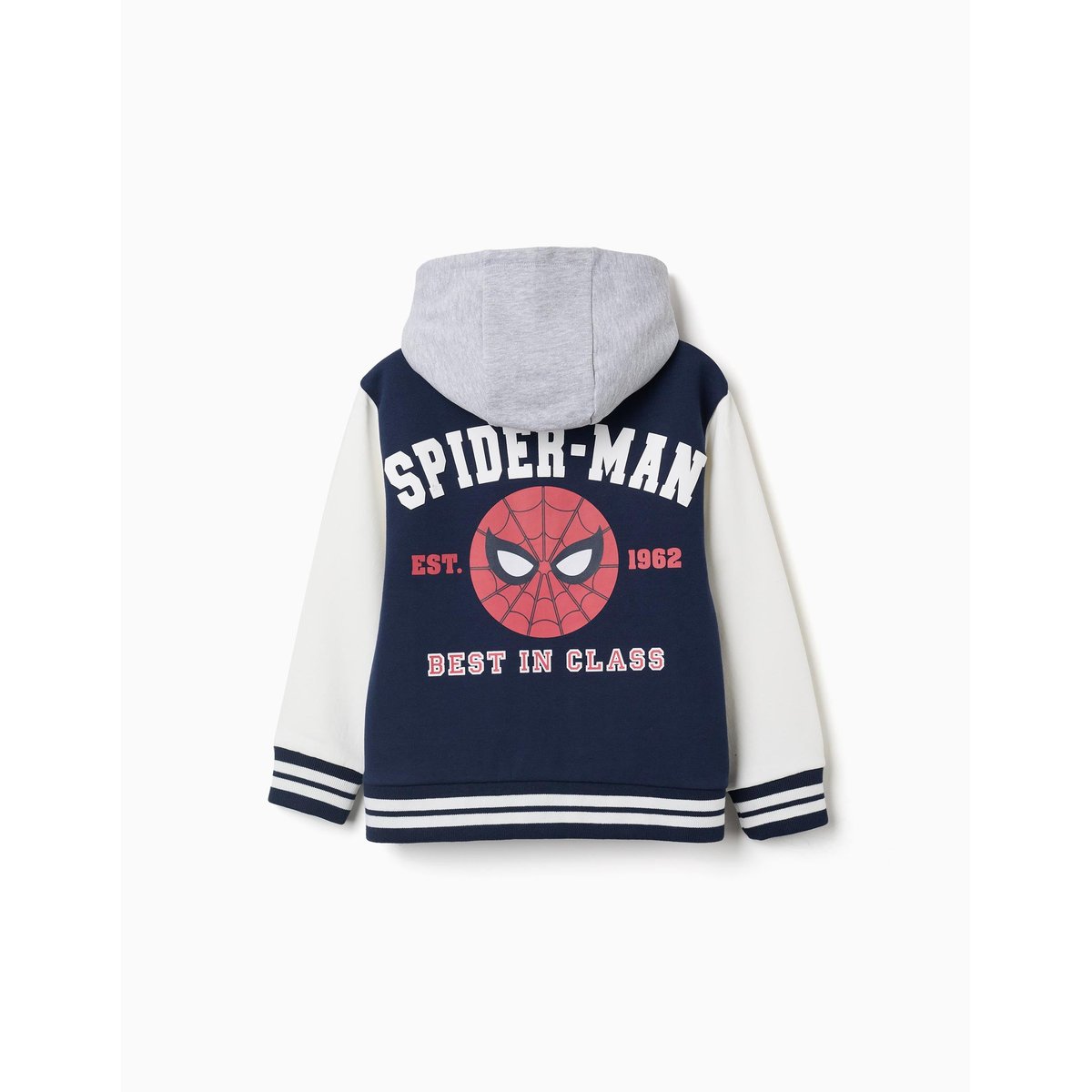 Blouson bomber en coton peigné à capuche Spider-Man bleu foncé, ZIPPY