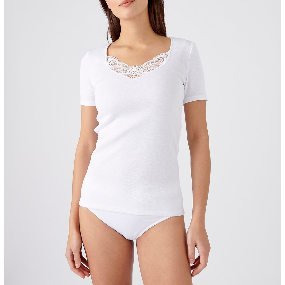 Geripptes Shirt Thermolactyl, Wärmestufe 3 weiss, DAMART