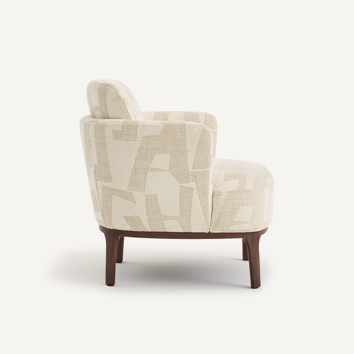 Fauteuil, en noyer massif et tissu jacquard, JABOTE craie écume, AM.PM
