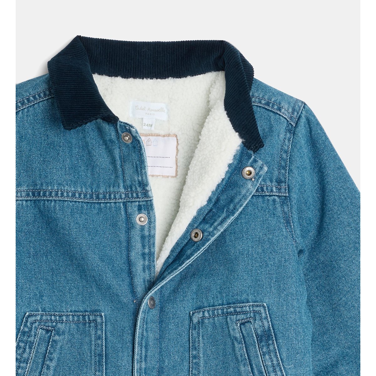 Veste droite tatard en denim de coton bio bleu moyen, CADET ROUSSELLE