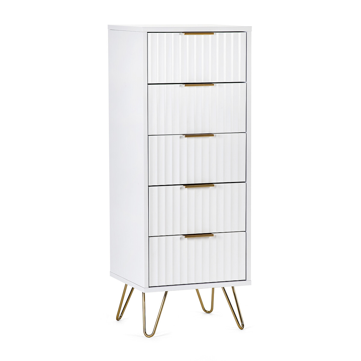 Ancona Sculptural Tallboy Chest of 5 Drawers white, SO'HOME