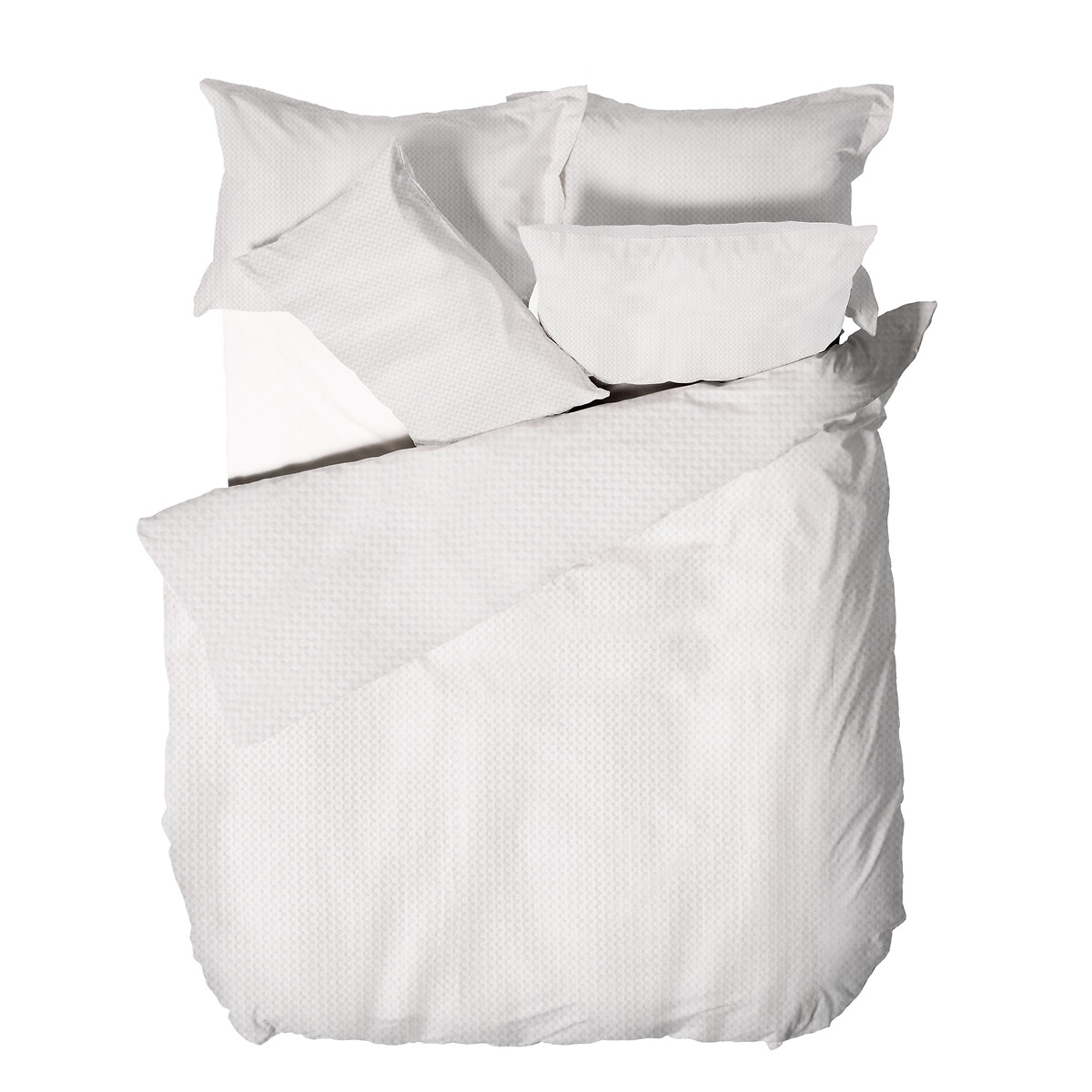 Waffle Cotton Textured Duvet Cover and Pillowcase Set white, YARD