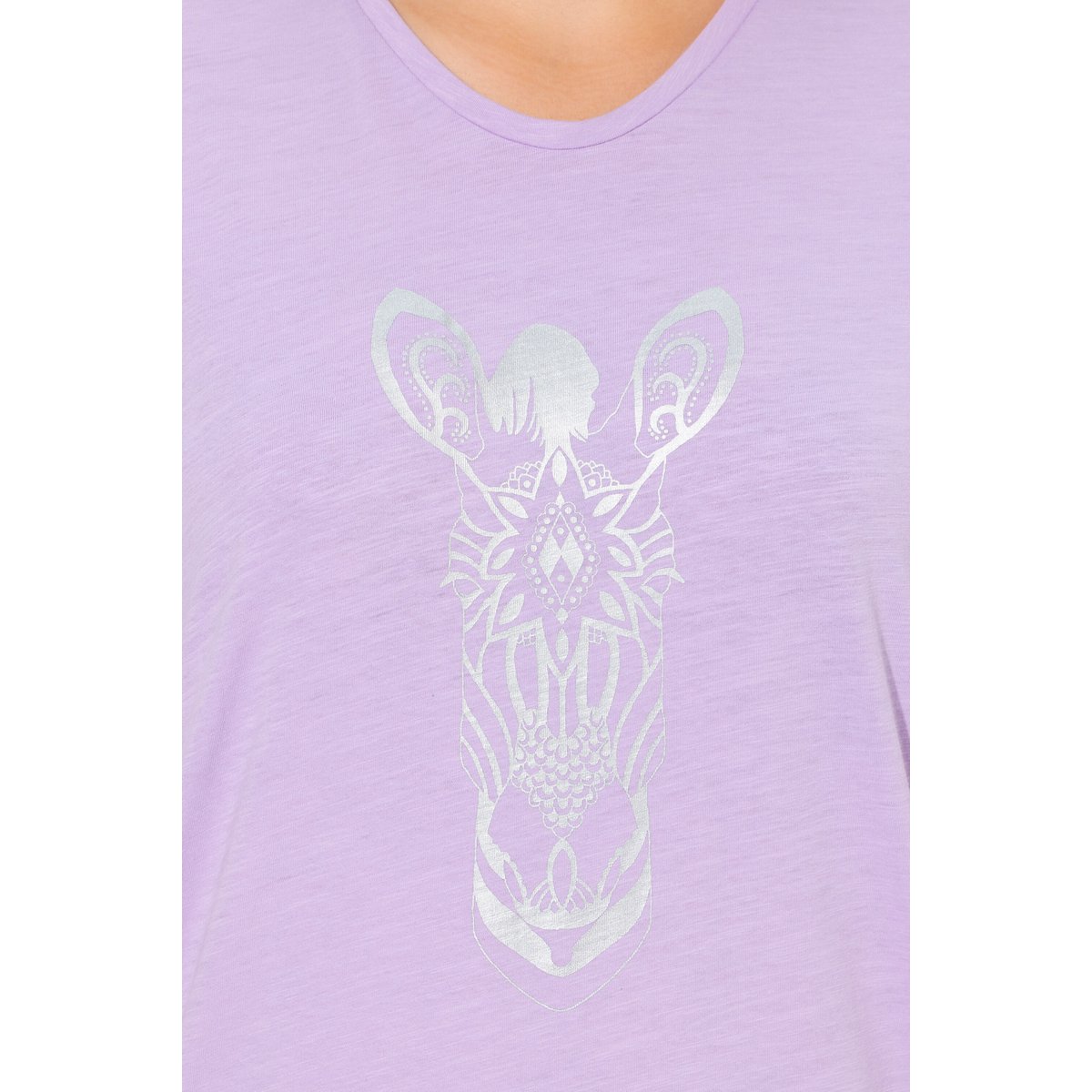 T-shirt oversize. Col V et manches courtes. lavande, ULLA POPKEN