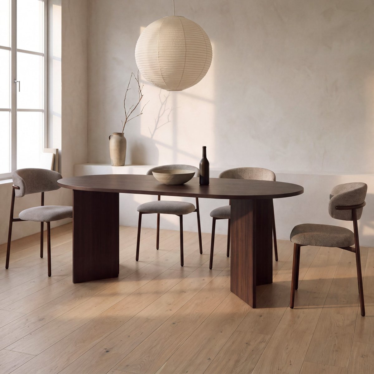 Table à manger 8 personnes ovale en bois- CALIAN bois foncé, DRAWER