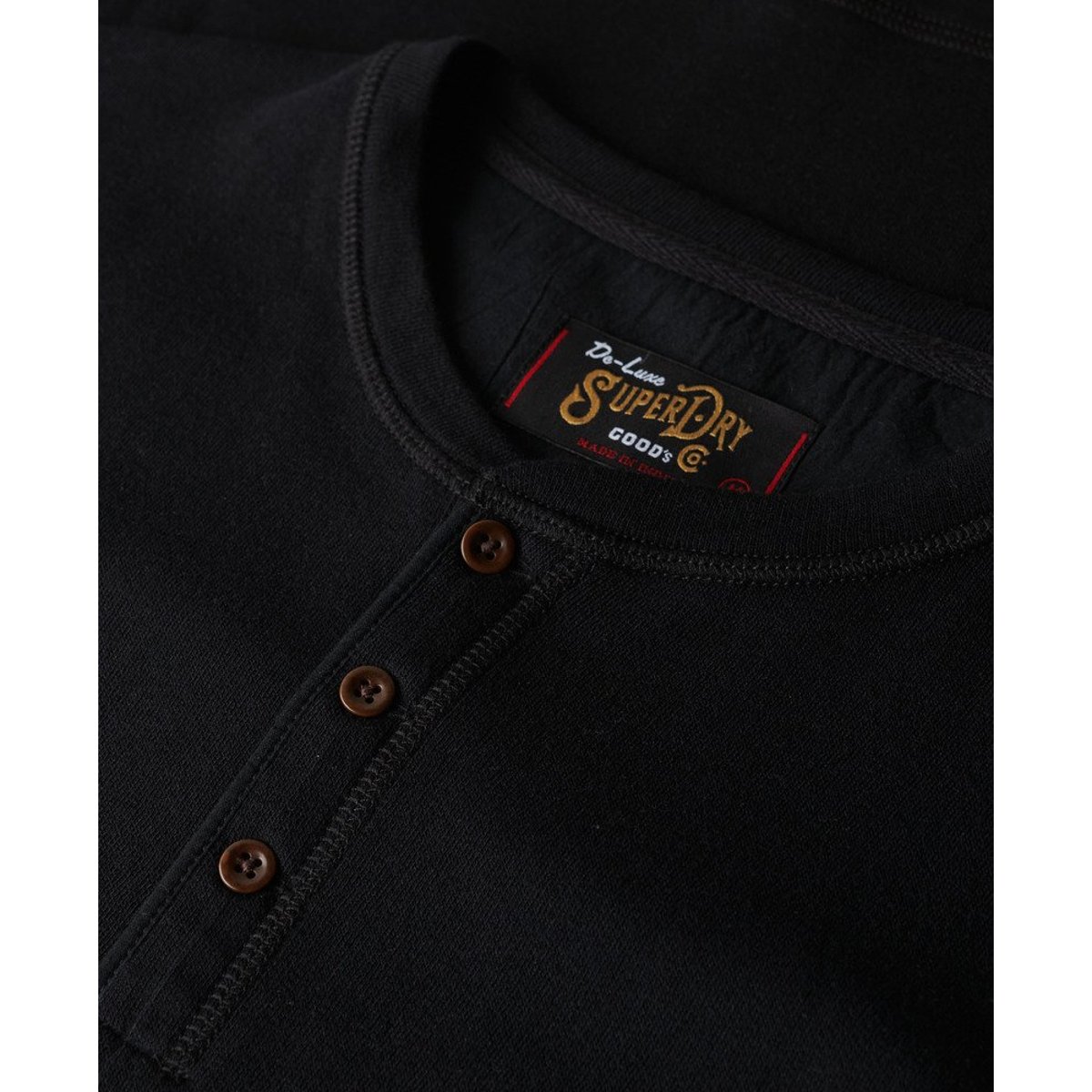 T-shirt Henley The Merchant Store noir, SUPERDRY
