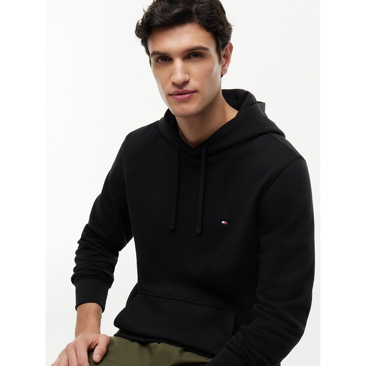 Sweat à capuche col rond noir, TOMMY HILFIGER