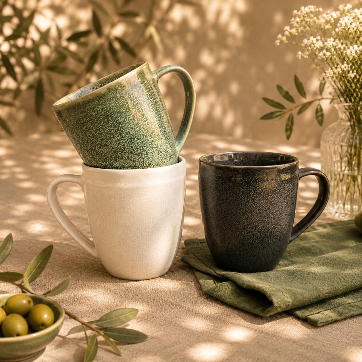 Lot de 6 mugs, MILA vert, ARTIME