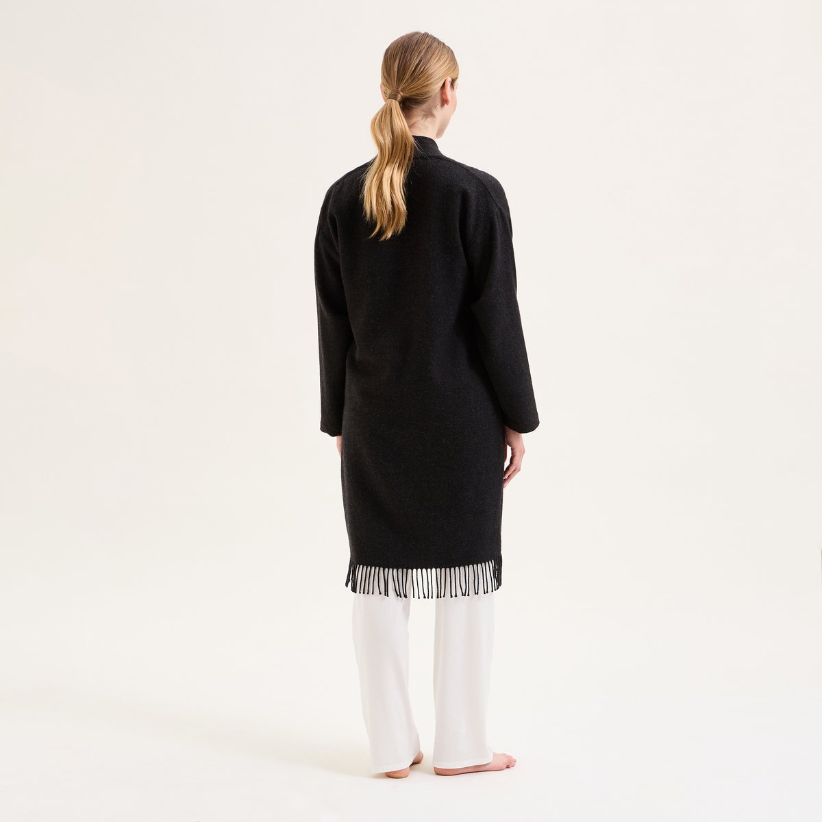 Poncho long  en laine LAURENCE charcoal, LAURENCE TAVERNIER