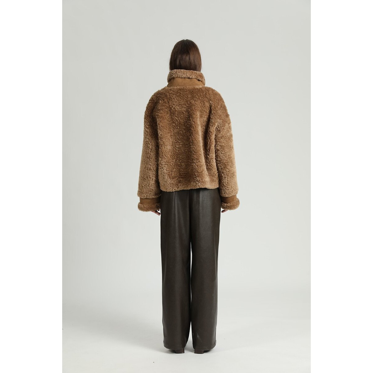 Manteau réversible en sherpa camel, SEE U SOON