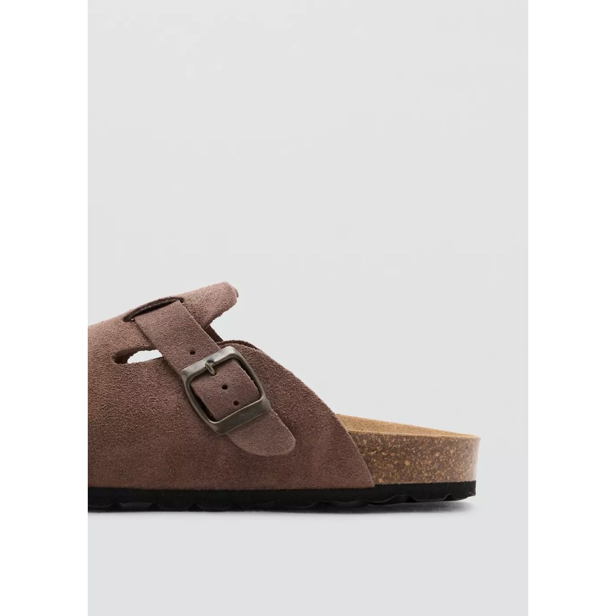 Sabots cuir boucle marron moyen, MANGO TEEN