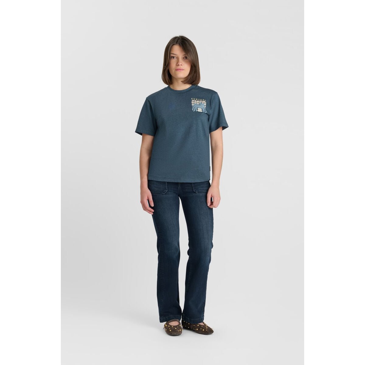 Jeans  flare, longueur 34 blue / black, LE TEMPS DES CERISES