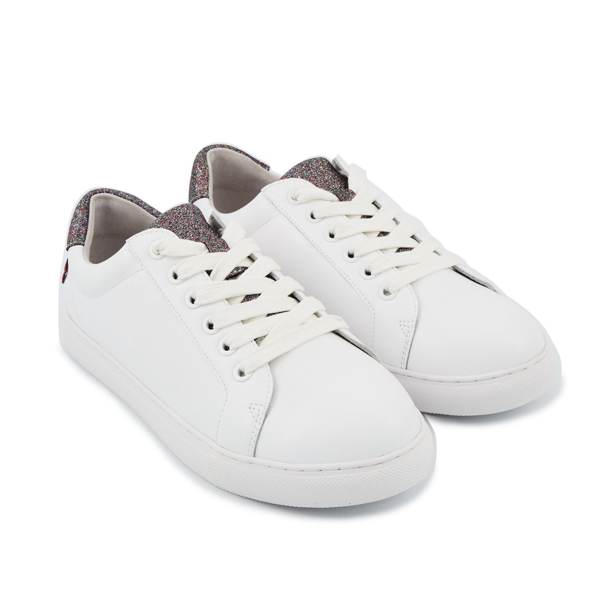 Baskets En Cuir Simone Glitter Lor blanc, BONS BAISERS