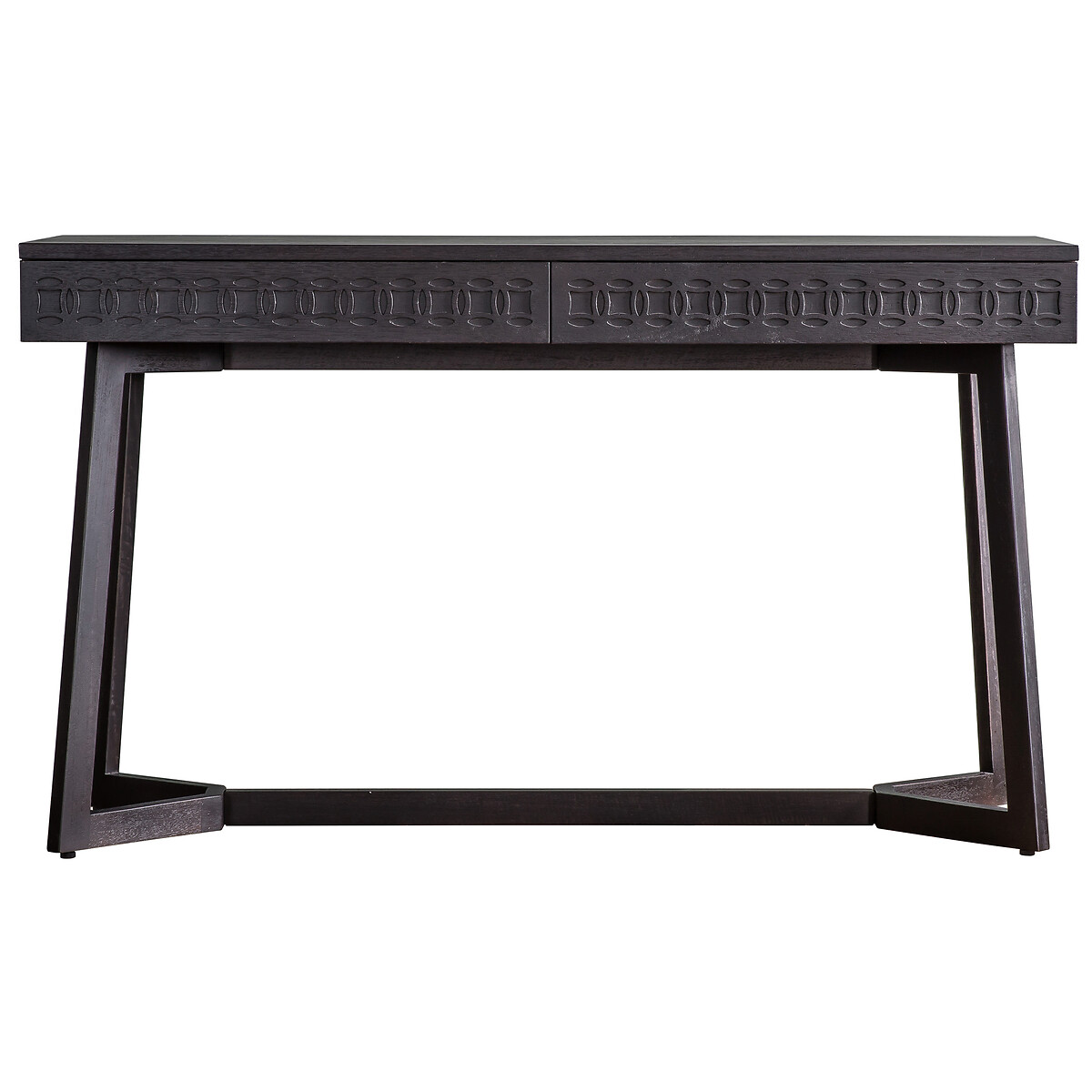 Barauni Boho Carved Wood 2 Drawer Desk black, ÉDITÉ