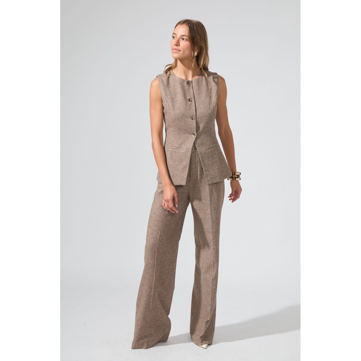Pantalon droit ample RODRIGUE taupe, BENOA