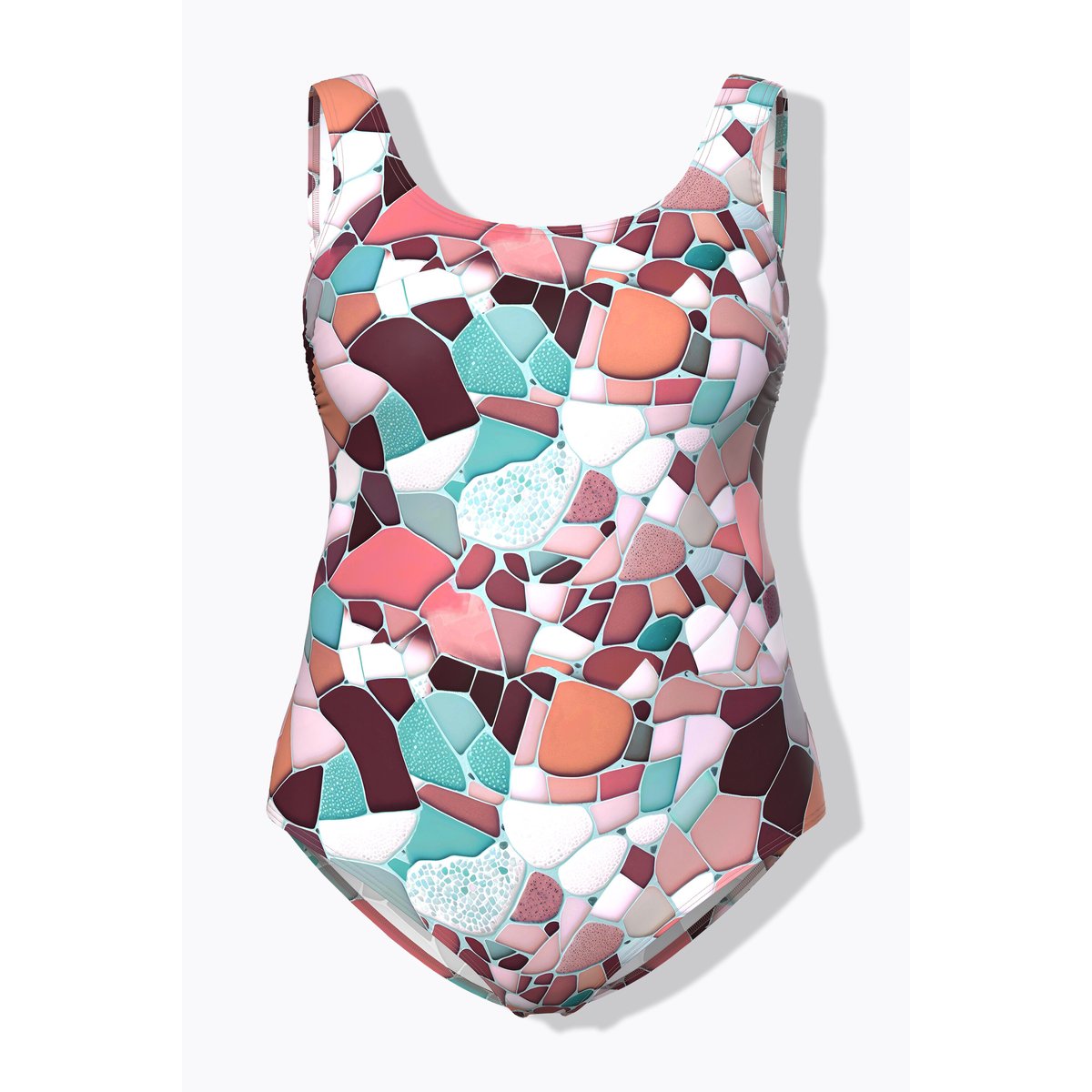 Maillot de bain sans bonnets souples. Motif pétrol, ULLA POPKEN