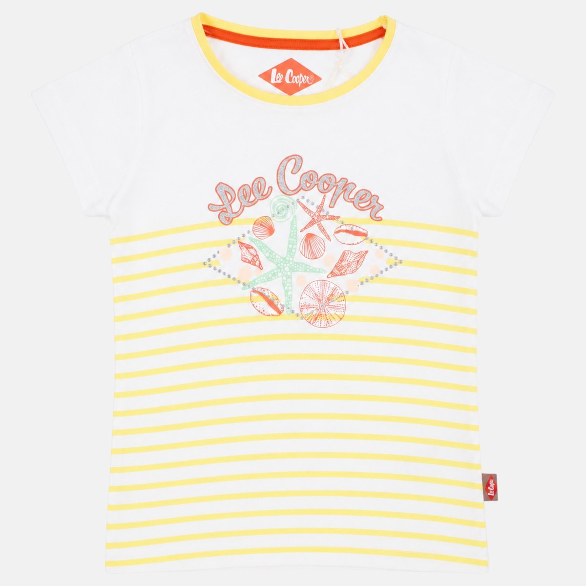 T-shirt manches courtes imprimé, col rond TEE TIME jaune pâle, LEE COOPER