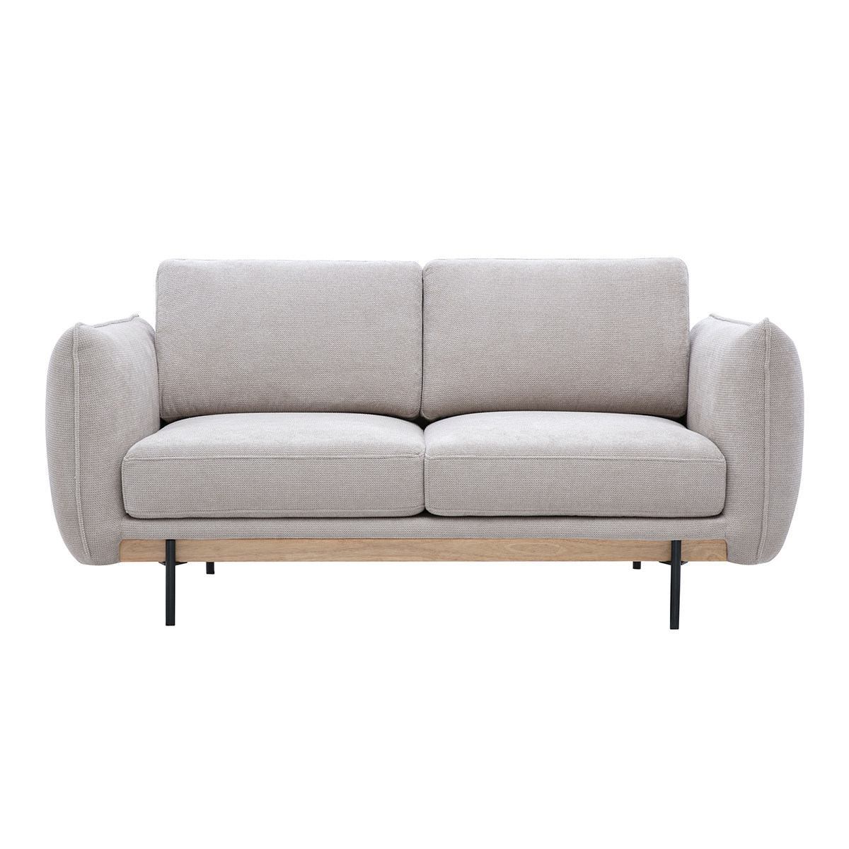 Canapé design 2 places en tissu chenille beige et métal noir TODD beige, MILIBOO