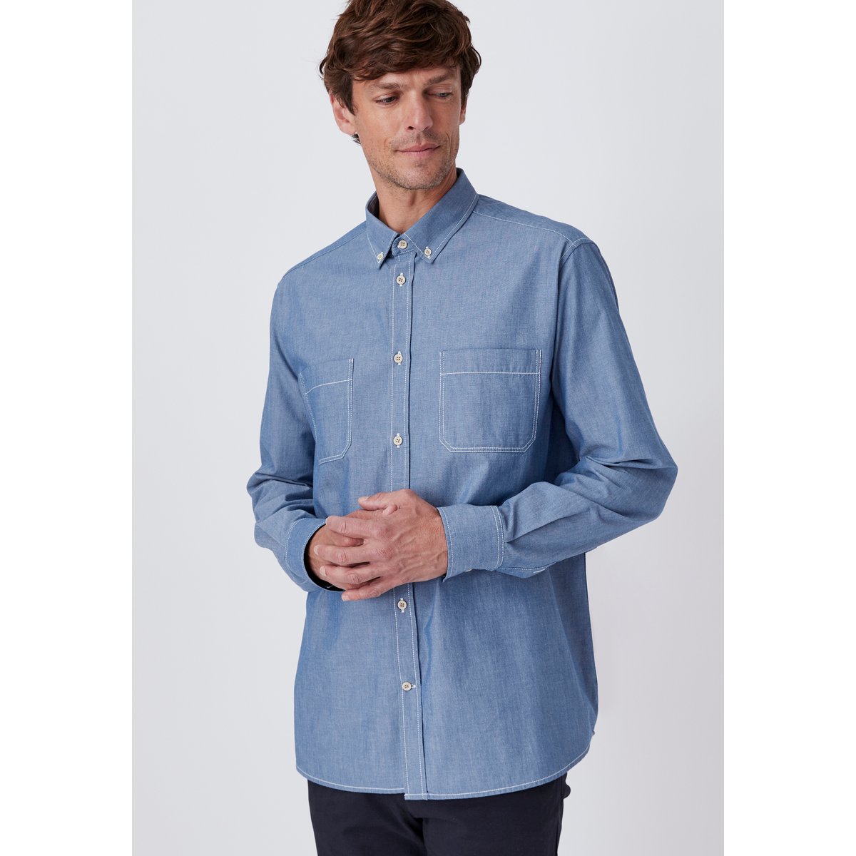 Chemise tissu chambray bleu chambray, DAMART
