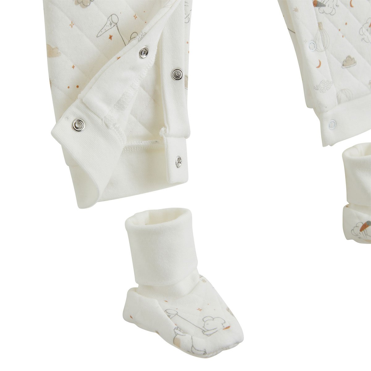 Combinaison bébé en molleton et chaussons Eliah ecru, PETIT BEGUIN