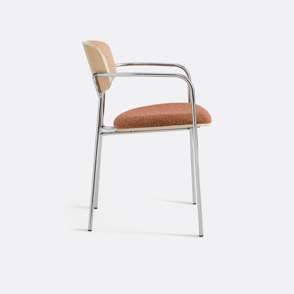 Fauteuil de table chrome et bois, AVINO rouge multicolore, LA REDOUTE INTERIEURS