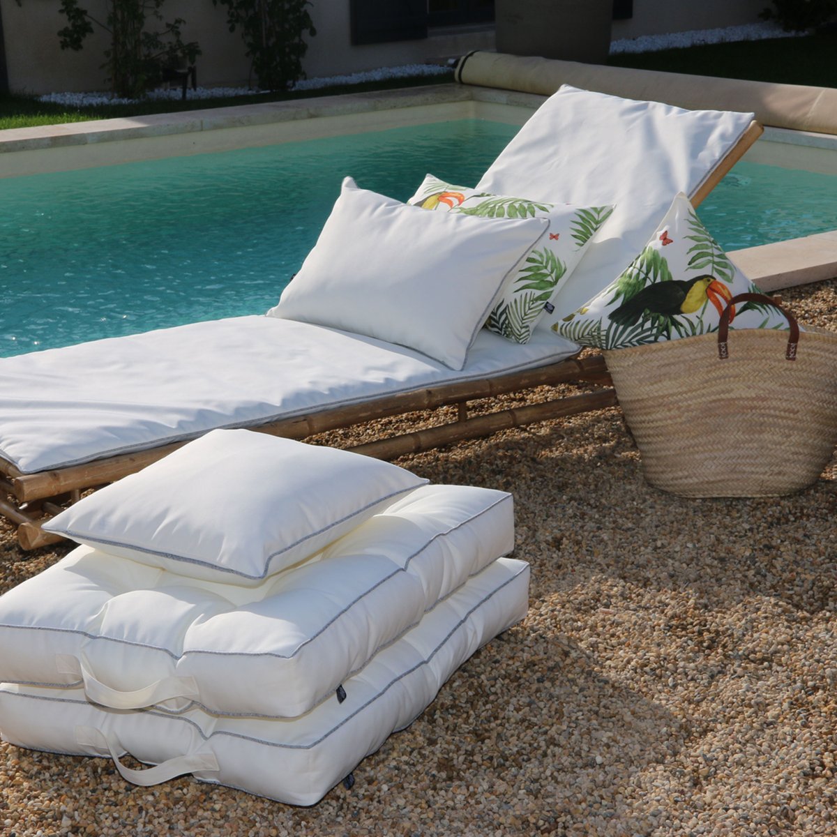 Matelas bain de soleil uni ecru, SUD ETOFFE