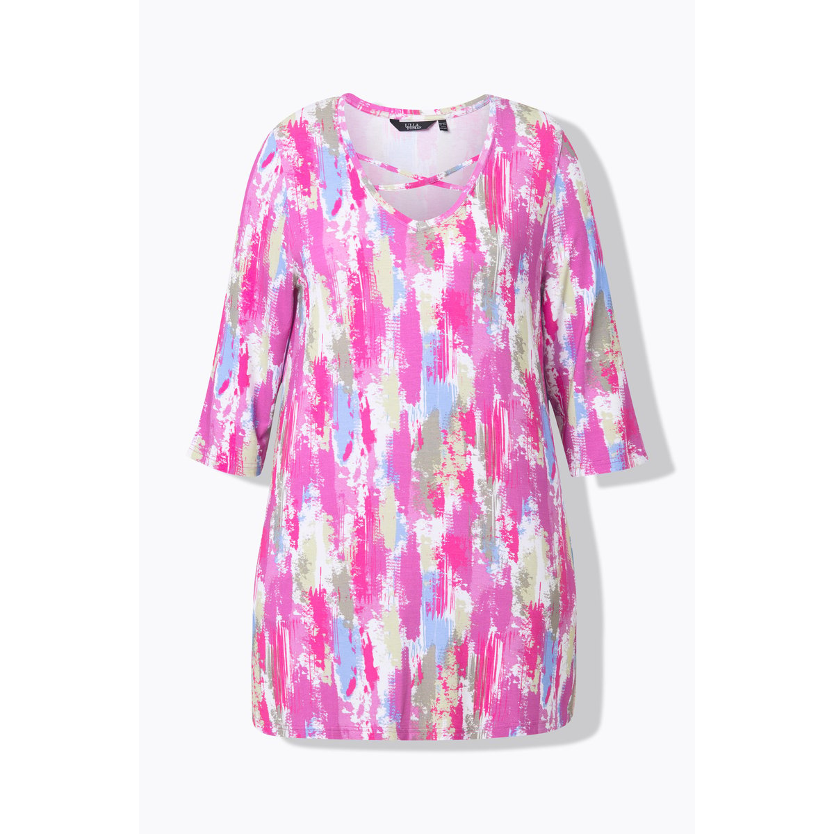 T-shirt long à petits rubans fantaisie. rose frais, ULLA POPKEN