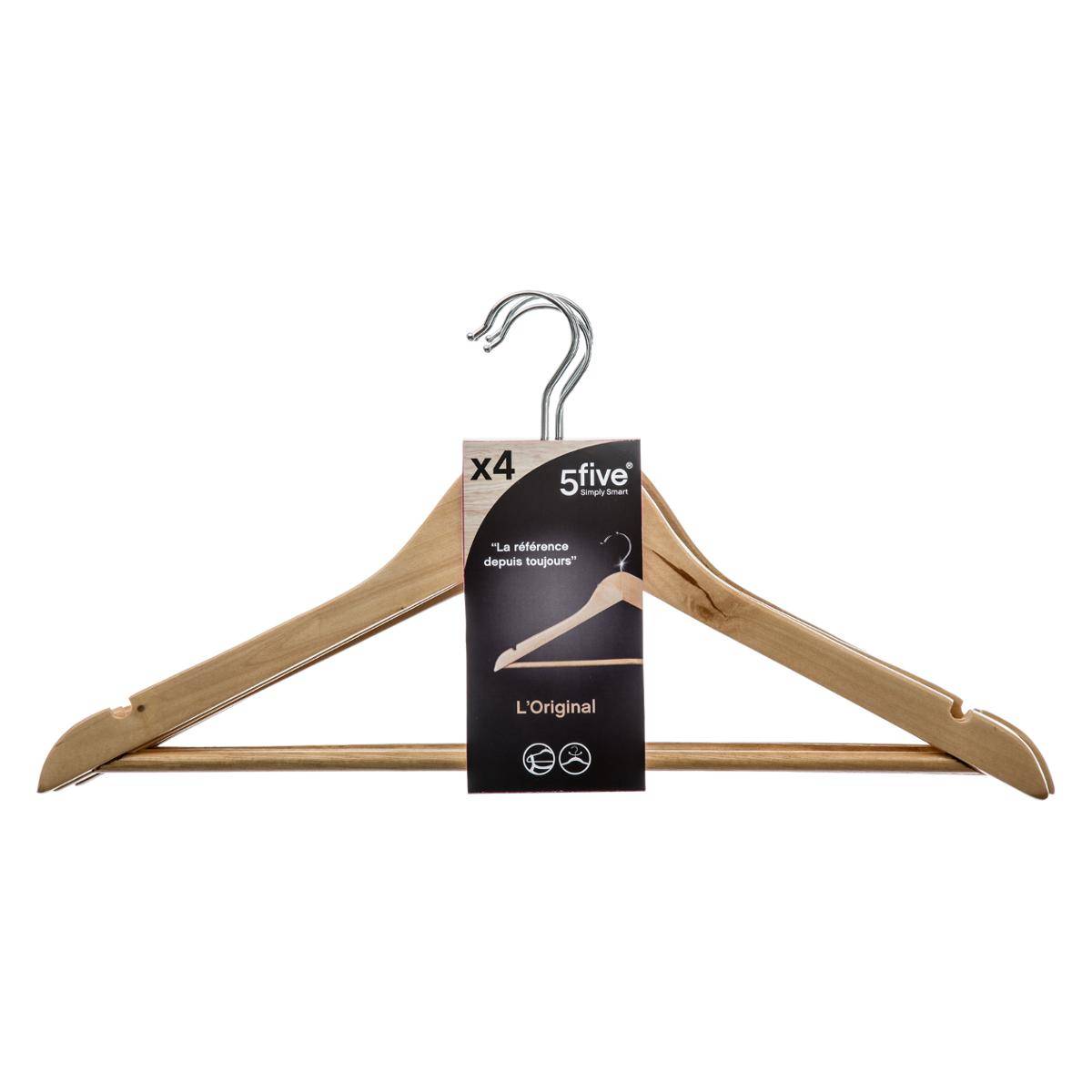 Lot de 4 cintres en bois HANG'UP beige, 5FIVE SIMPLY SMART