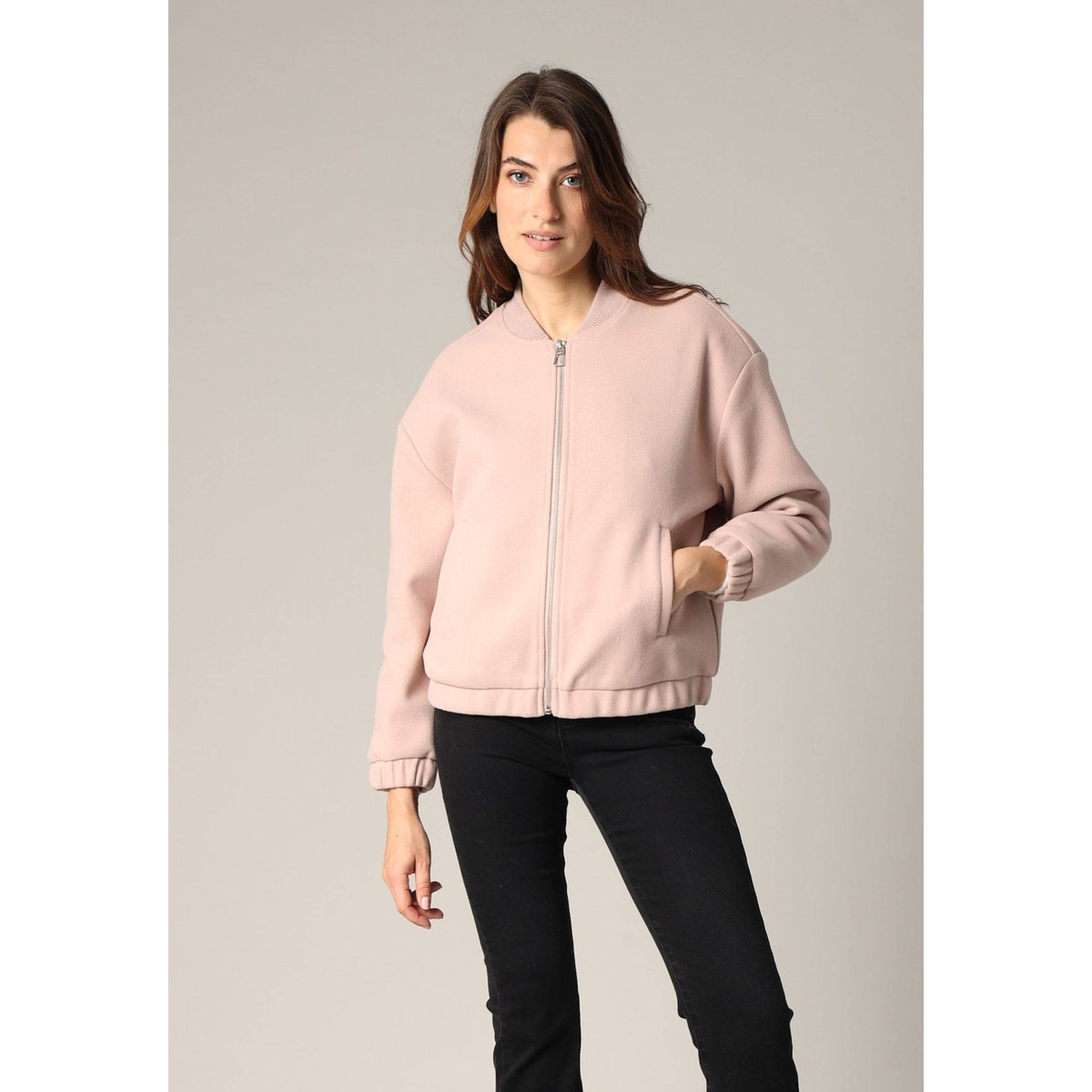 Veste style bomber en tissu doux BERDYA rose clair, DEELUXE