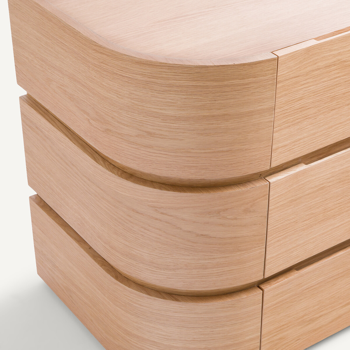 Élément commode à angle rond pour dressing modulable, en plaqué chêne, EVORIA naturel, AM.PM