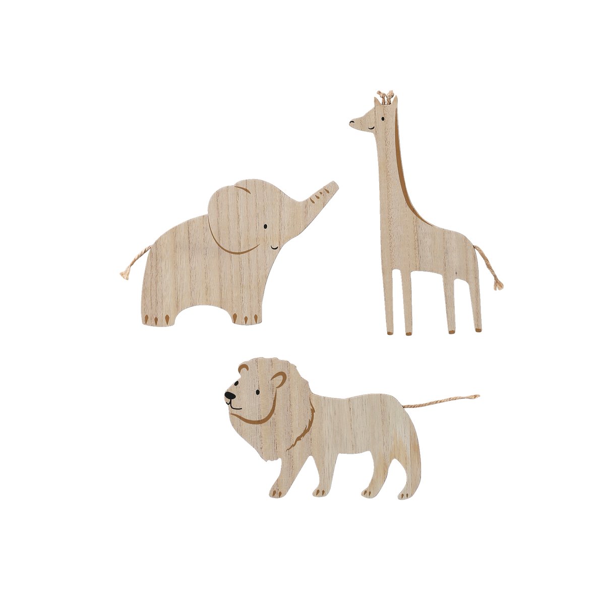 Lot de 3 décorations murales Animaux de la jungle beige, VERTBAUDET