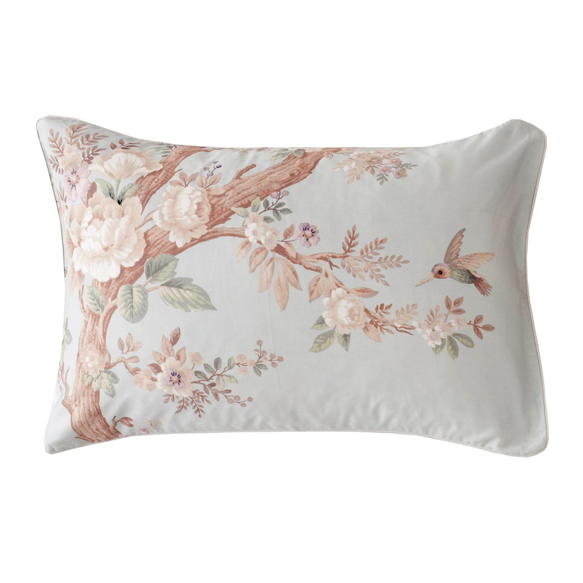 Parure de lit fleurie Paons Belvedere pour grand lit double bleu-vert pastel, LAURA ASHLEY