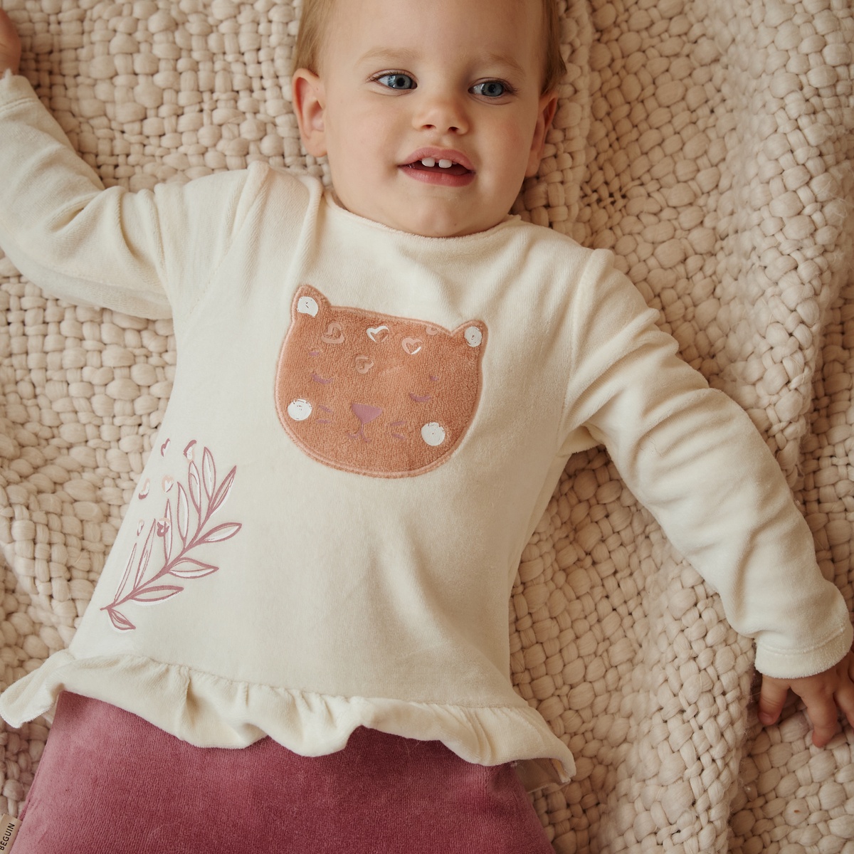 Pyjama bébé en velours Matcha rose, PETIT BEGUIN