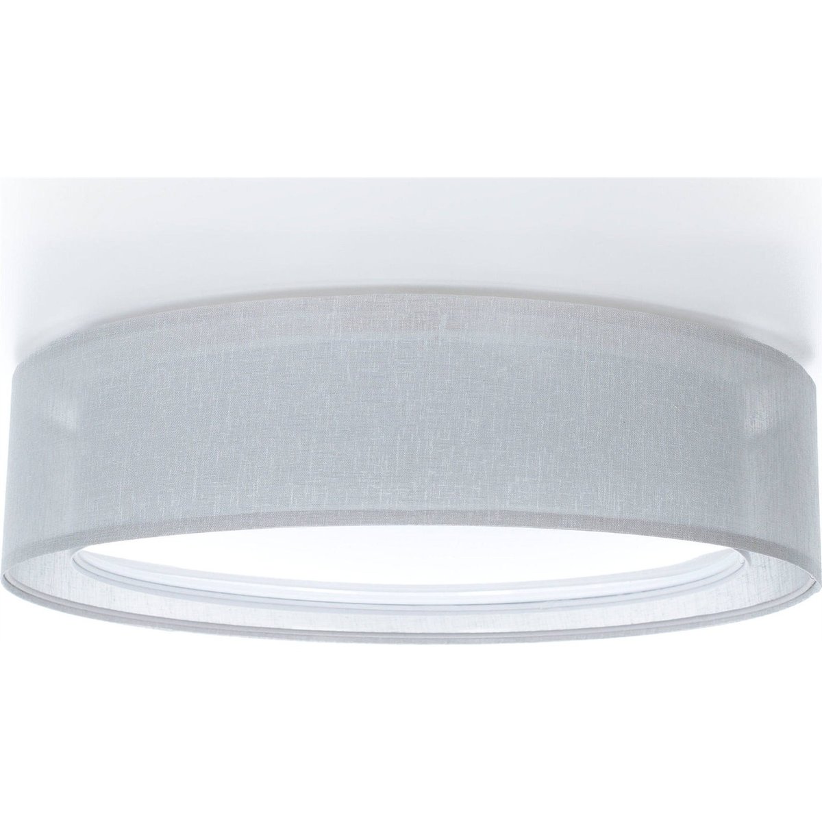 Plafonnier rond en tissu double couche Puro gris tissu translucide naturel, BPS KONCEPT