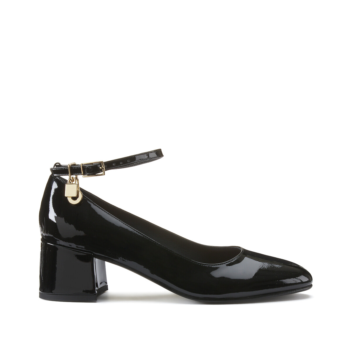 Diamant Leather Ballet Flats with Heel black patent, JONAK