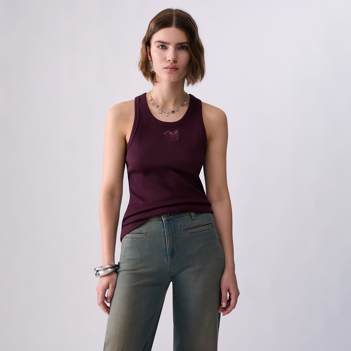 Top avec logo aubergine, LIU JO