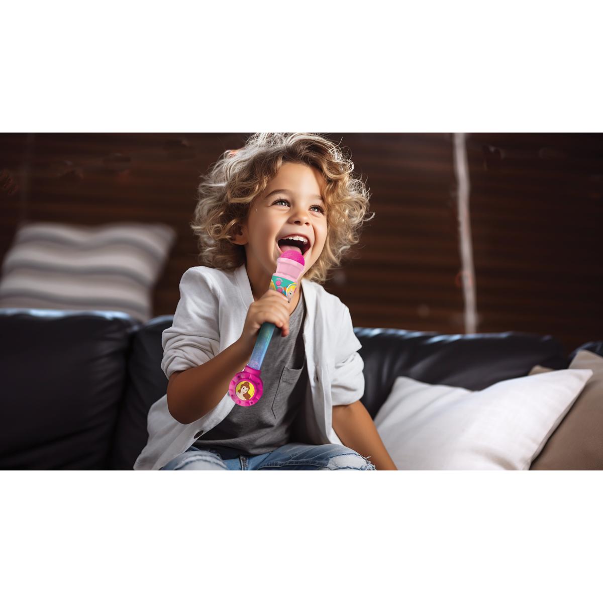Microphone Princesses Disney avec tube lumineux rose, LEXIBOOK