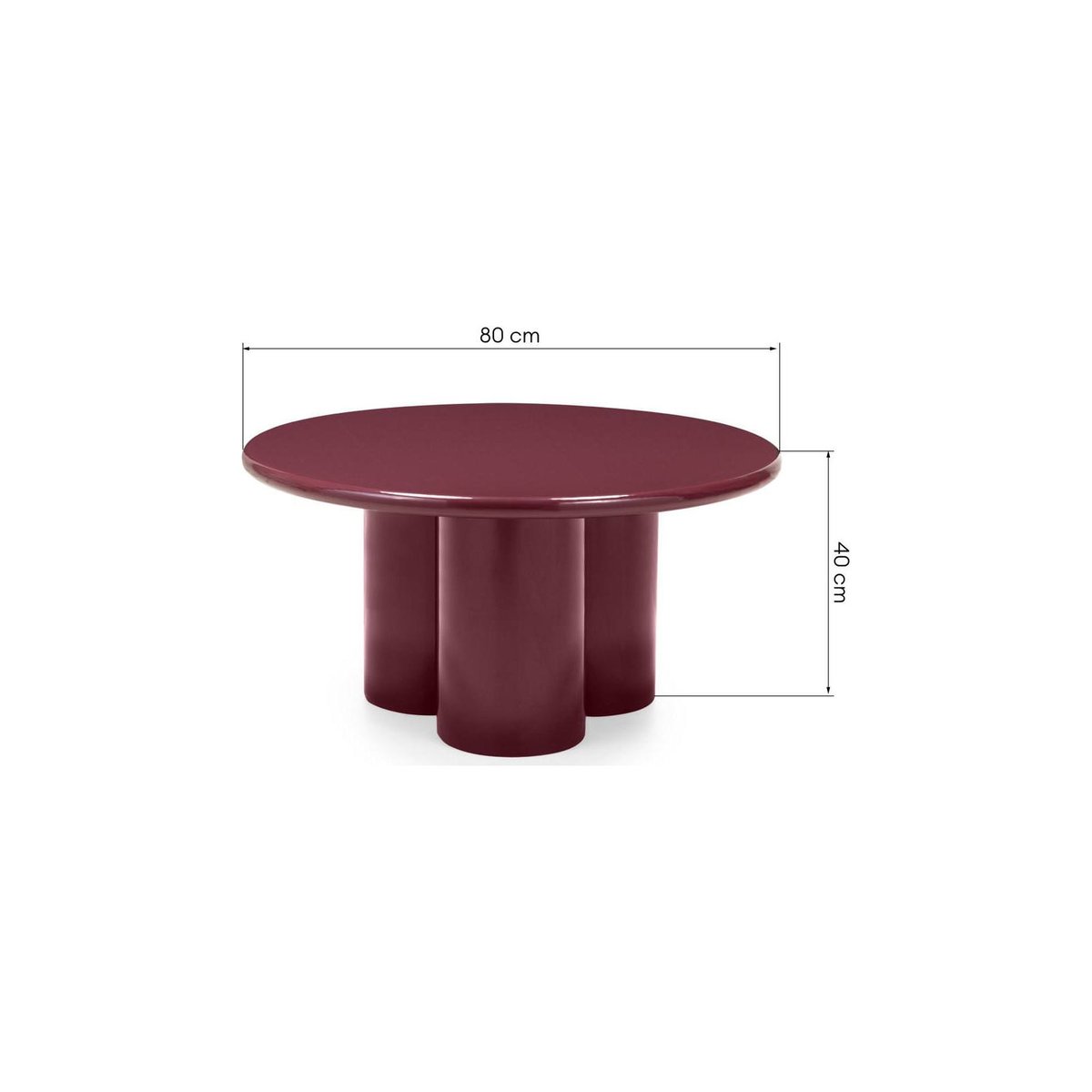 Table basse ronde, BURGUN bordeaux brillant, RECOLLECTION